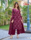 Wine Floral Print Vertican Fabric Salwar Suit with Dupatta for Women - Mitra1003