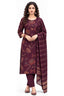 Wine Floral Printed Kurta Pant Set with Striped Dupatta for Women | Bavis Clothing