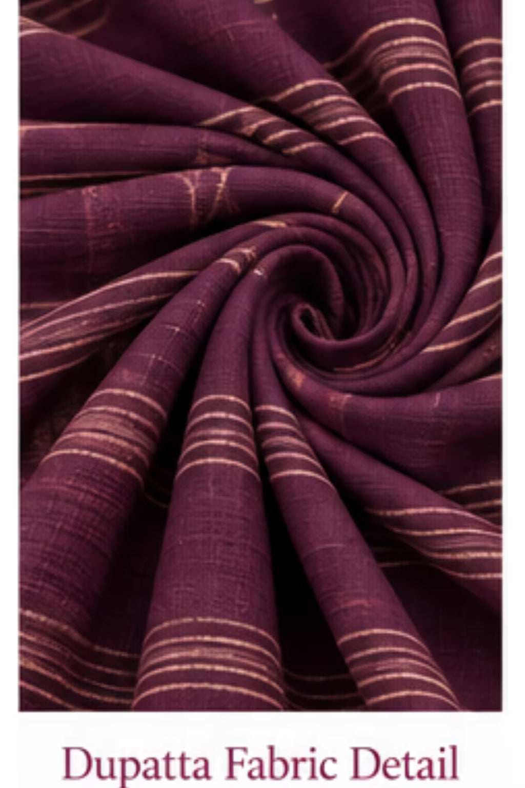 Dupatta Fabric Detail - Wine Floral Printed Kurta Pant Set with Striped Dupatta for Women | Bavis Clothing