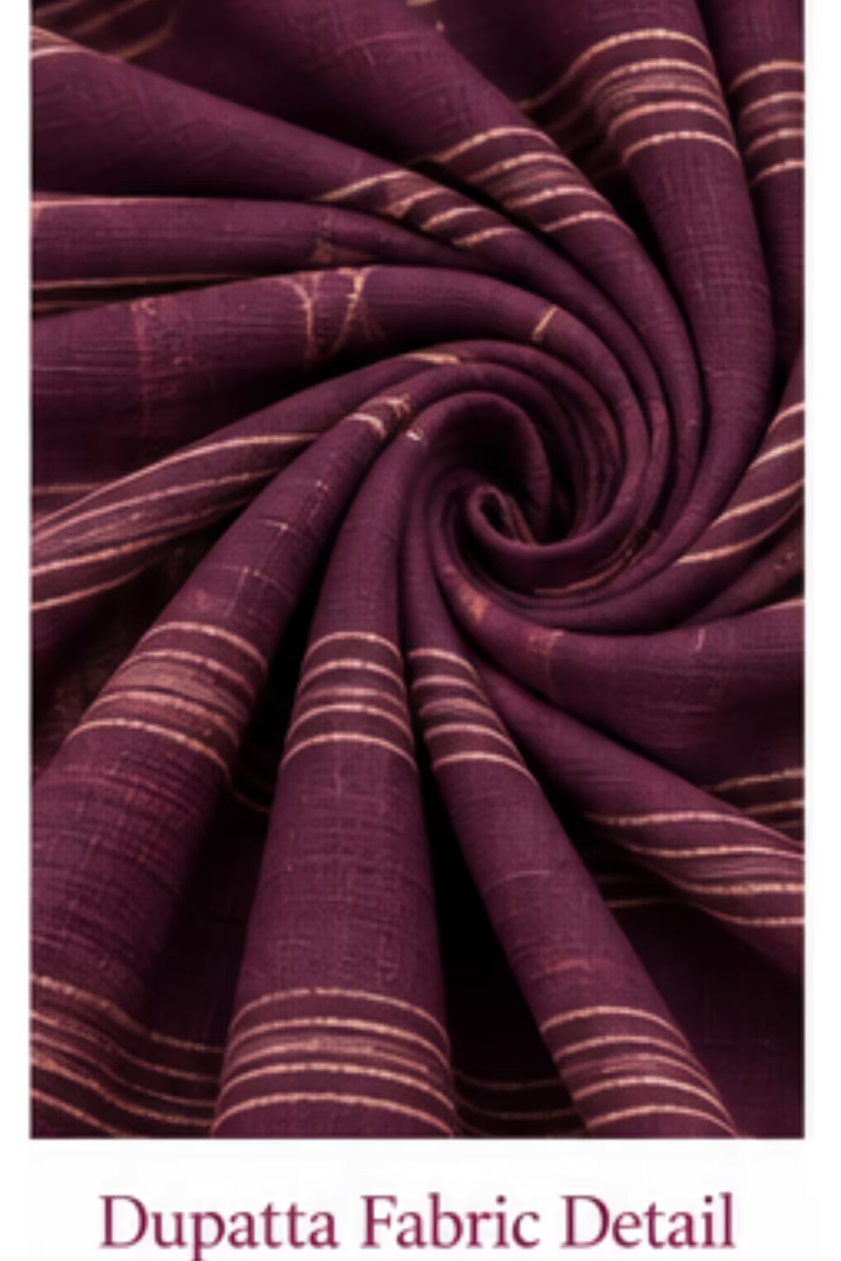 Dupatta Fabric Detail - Wine Floral Printed Kurta Pant Set with Striped Dupatta for Women | Bavis Clothing