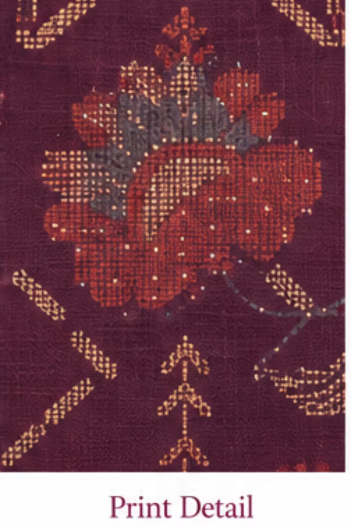 Print Detail - Wine Floral Printed Kurta Pant Set with Striped Dupatta for Women | Bavis Clothing