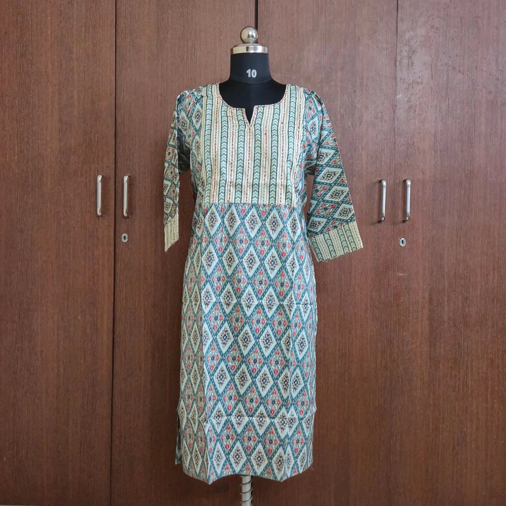 Women’s Designer Rayon Kurti with Foil Print & Elegant Neck Embroidery - Sabnam1002 Main image