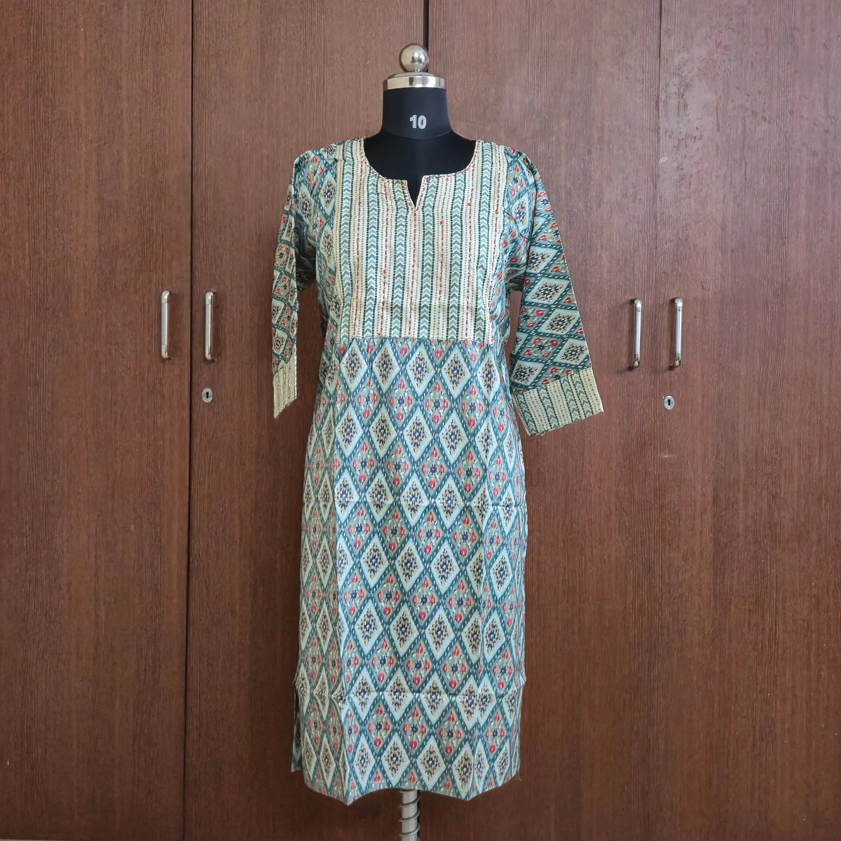 Women’s Designer Rayon Kurti with Foil Print & Elegant Neck Embroidery - Sabnam1002
