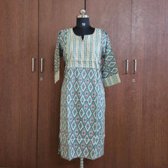 Women’s Designer Rayon Kurti with Foil Print & Elegant Neck Embroidery - Sabnam1002