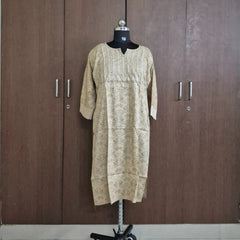 Women’s Rayon Kurti with Allover Print & Embroidered Neck Design - Sabnam1002