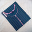 Women's Navy Blue Fancy Button Straight Cut Kurti