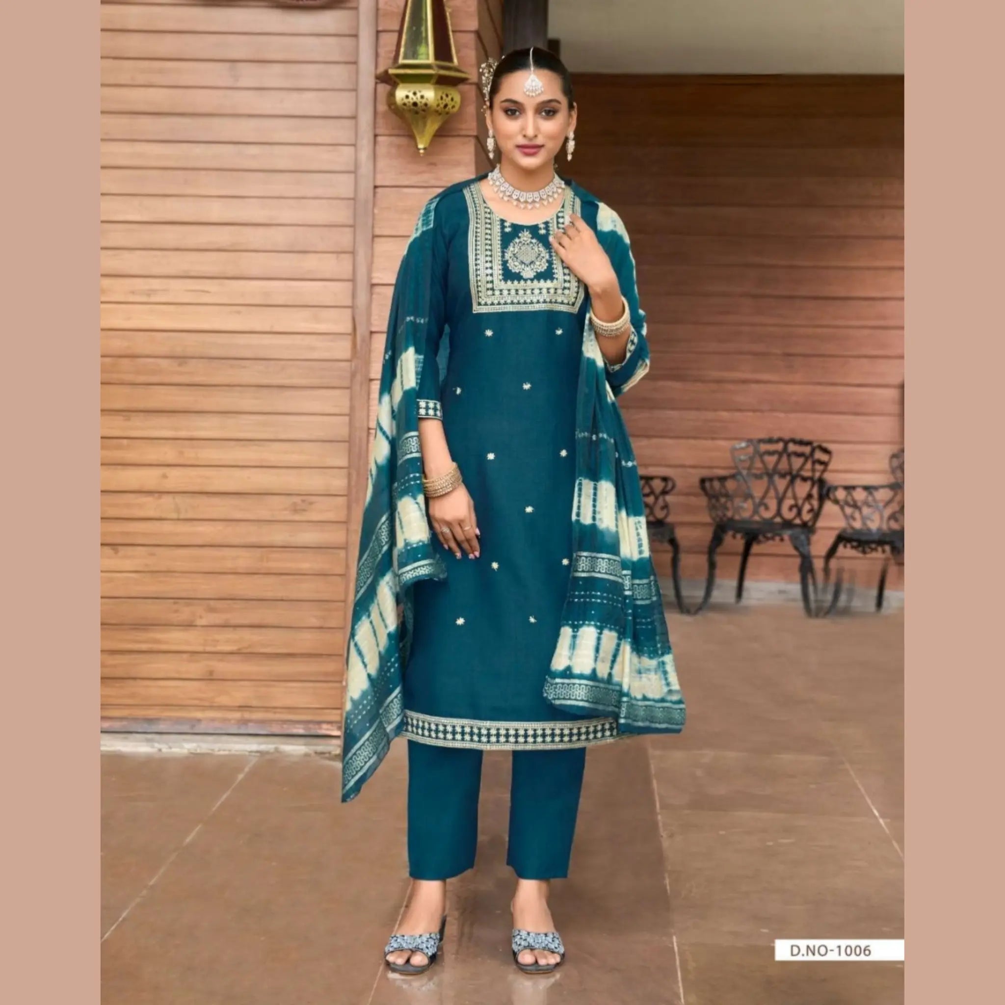 Women’s Premium Vertican Embroidery Salwar Suit with Pocket Straight Pant Main image