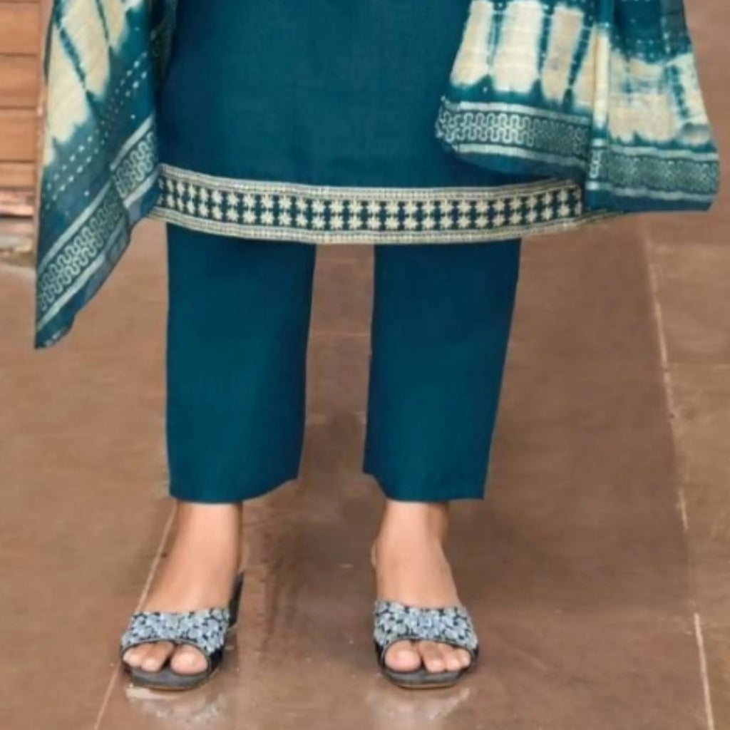 Women’s Premium Vertican Embroidery Salwar Suit with Pocket Straight Pant