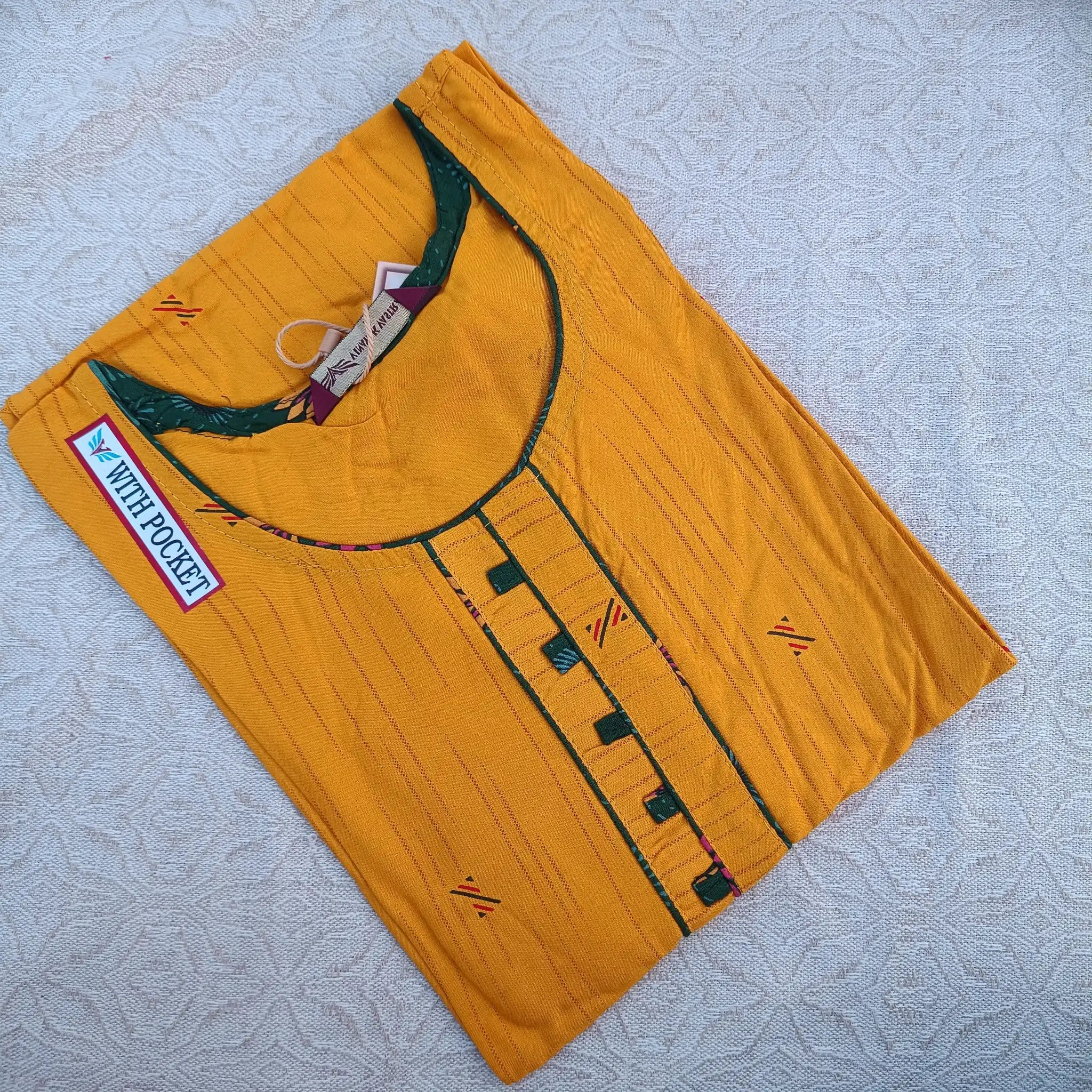 Women's U Neck Pumpkin Orange Straight Cut Kurti Main image