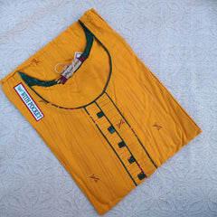 Women's U Neck Pumpkin Orange Straight Cut Kurti