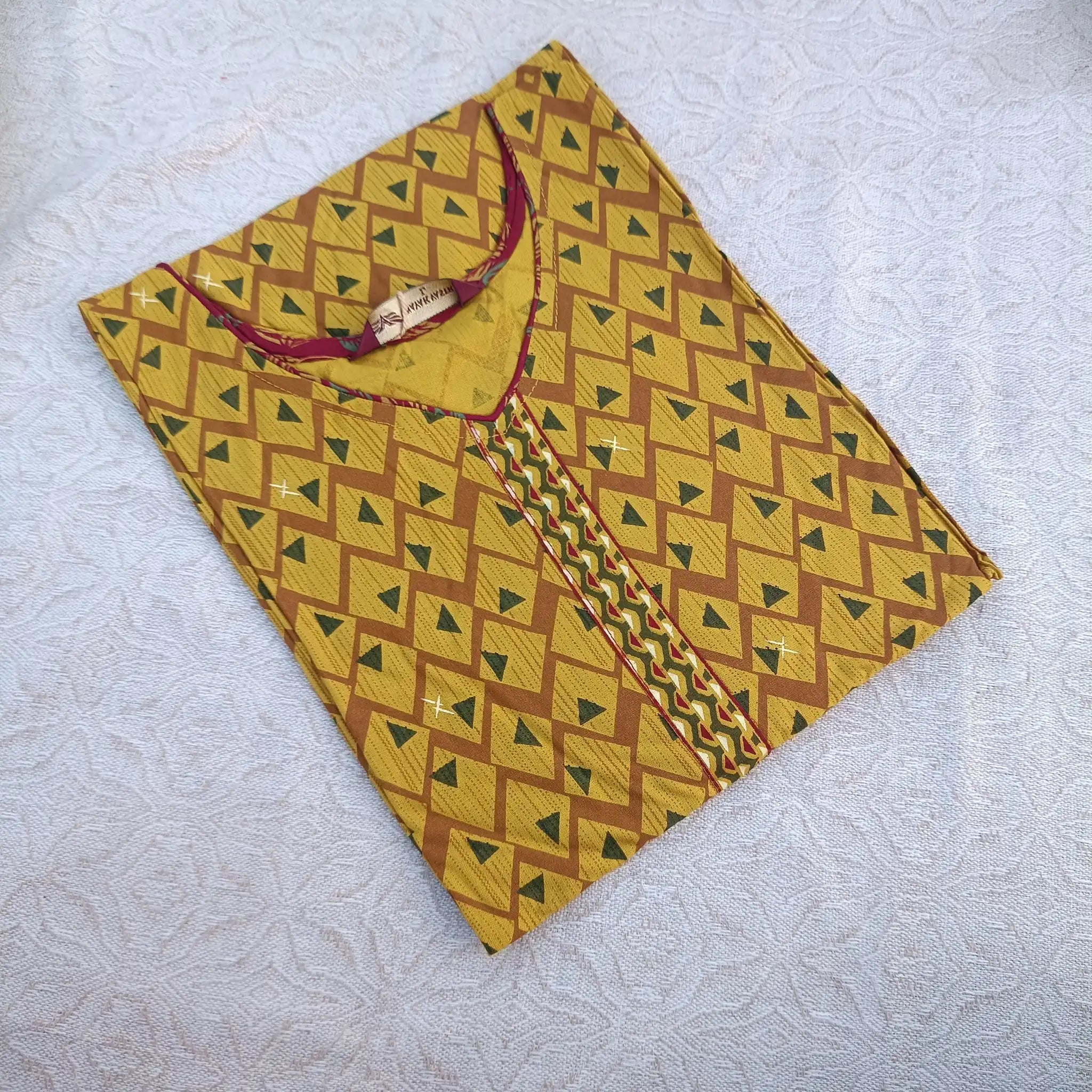 Women's V Neck Mustard Yellow Straight Cut Kurti Main image