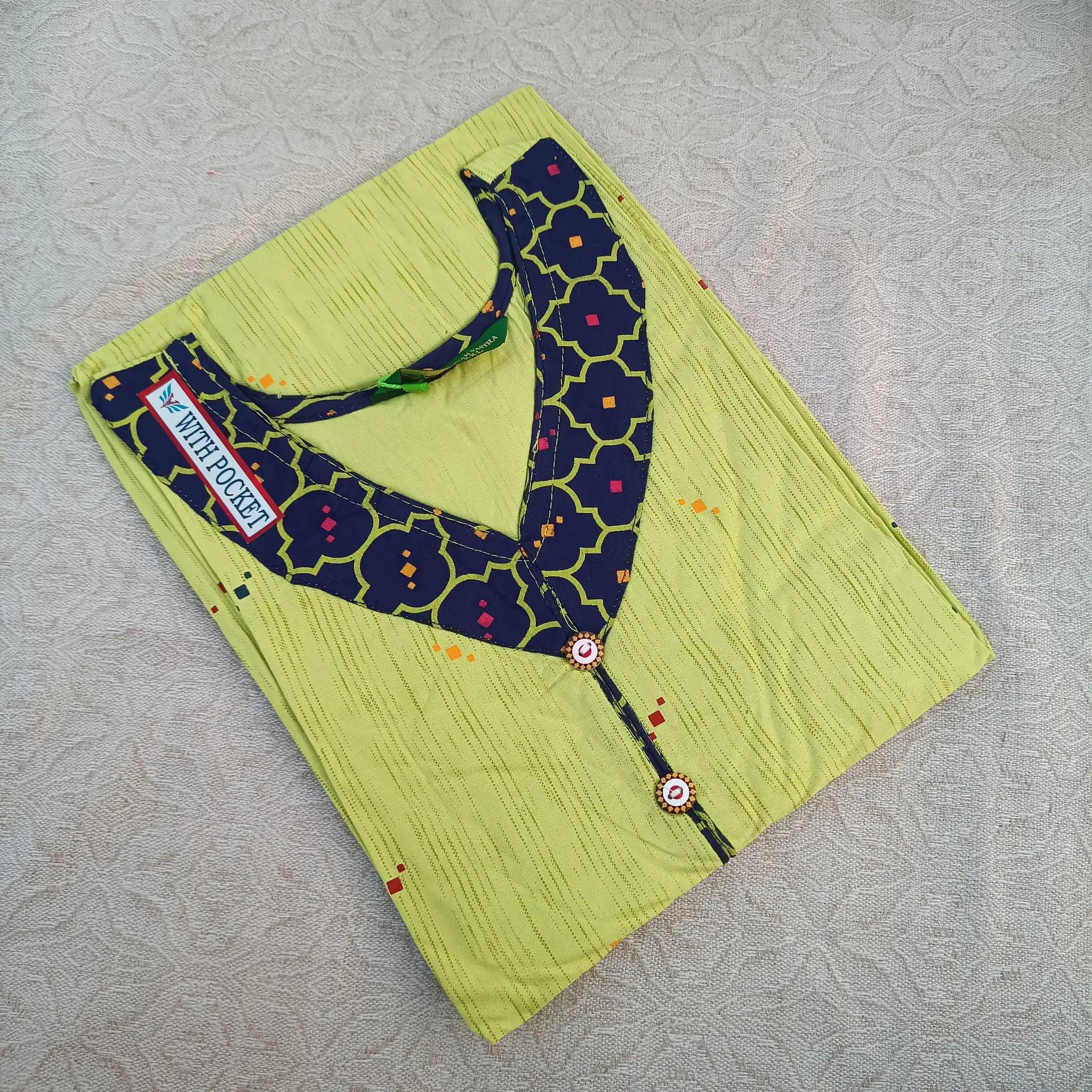 Women's V Neck Pale Olive Green Straight Cut Kurti Main image