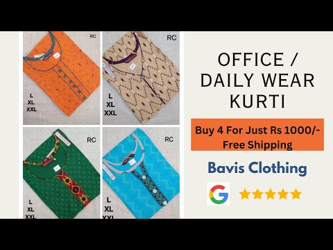 Women's Trendy U Neck Rama Blue Printed Kurti with Side Pocket