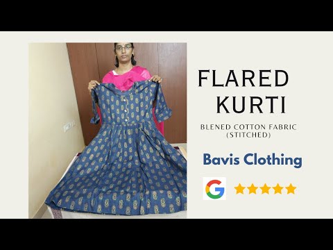 Red Geometric Print Flared Kurti