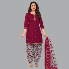 Elegant Maroon Women's Kurta Ensemble with Ash Grey Patiala