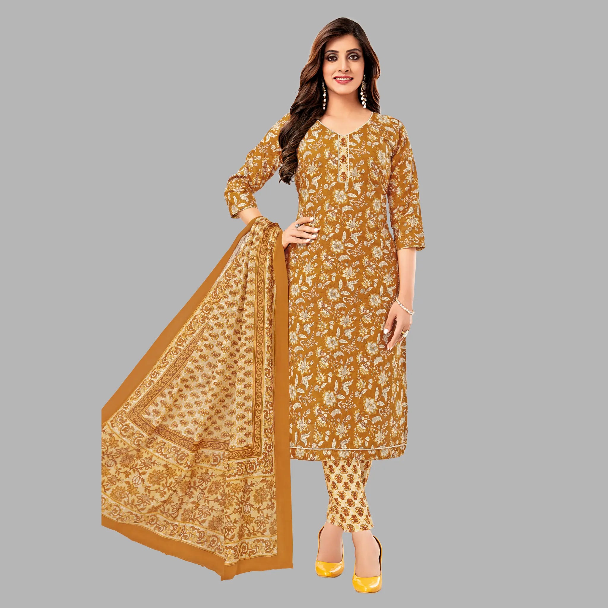 Brown Cotton Kurti Set - Women's Fashion Main image