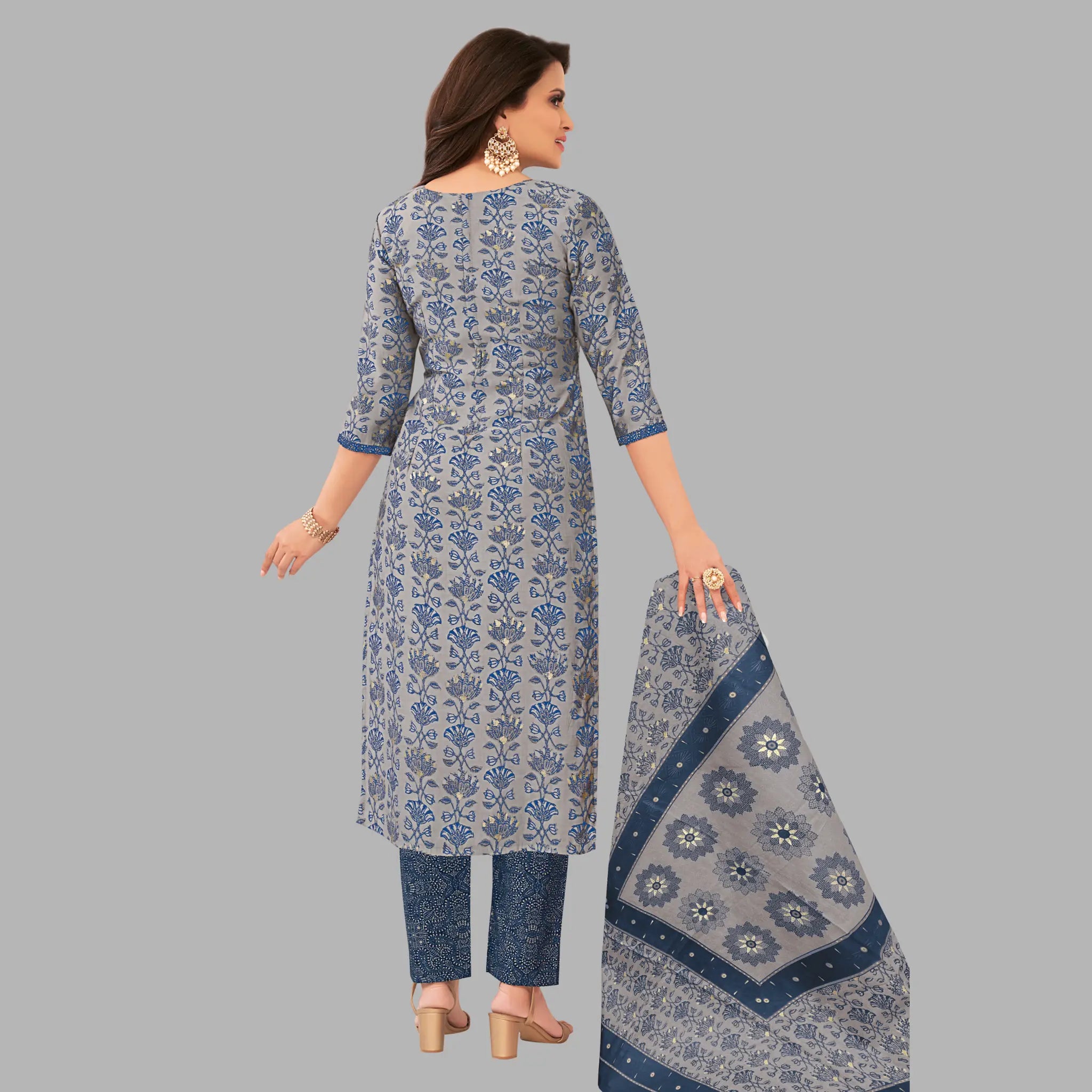 Women's Kurti Set - Trendy Olive Grey