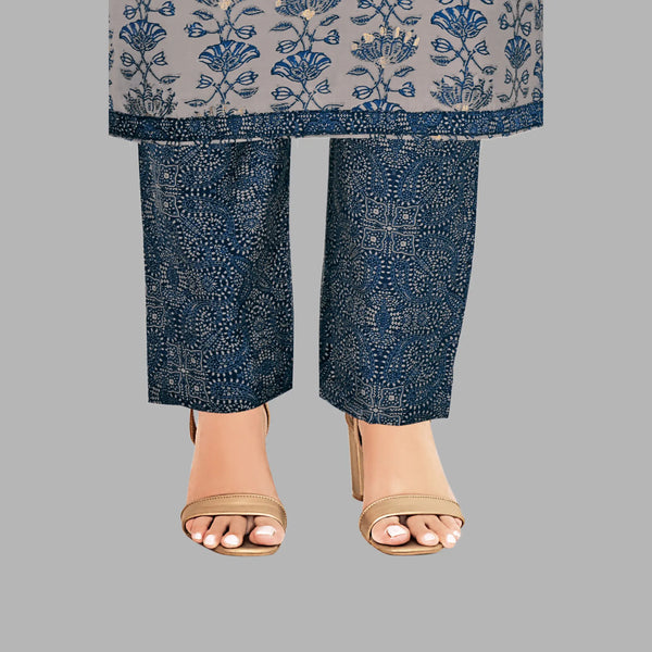 Olive Grey Kurti with Pant and Dupatta - Shop Today