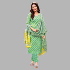 Lemon Yellow Cotton Kurti Set - Women's Fashion