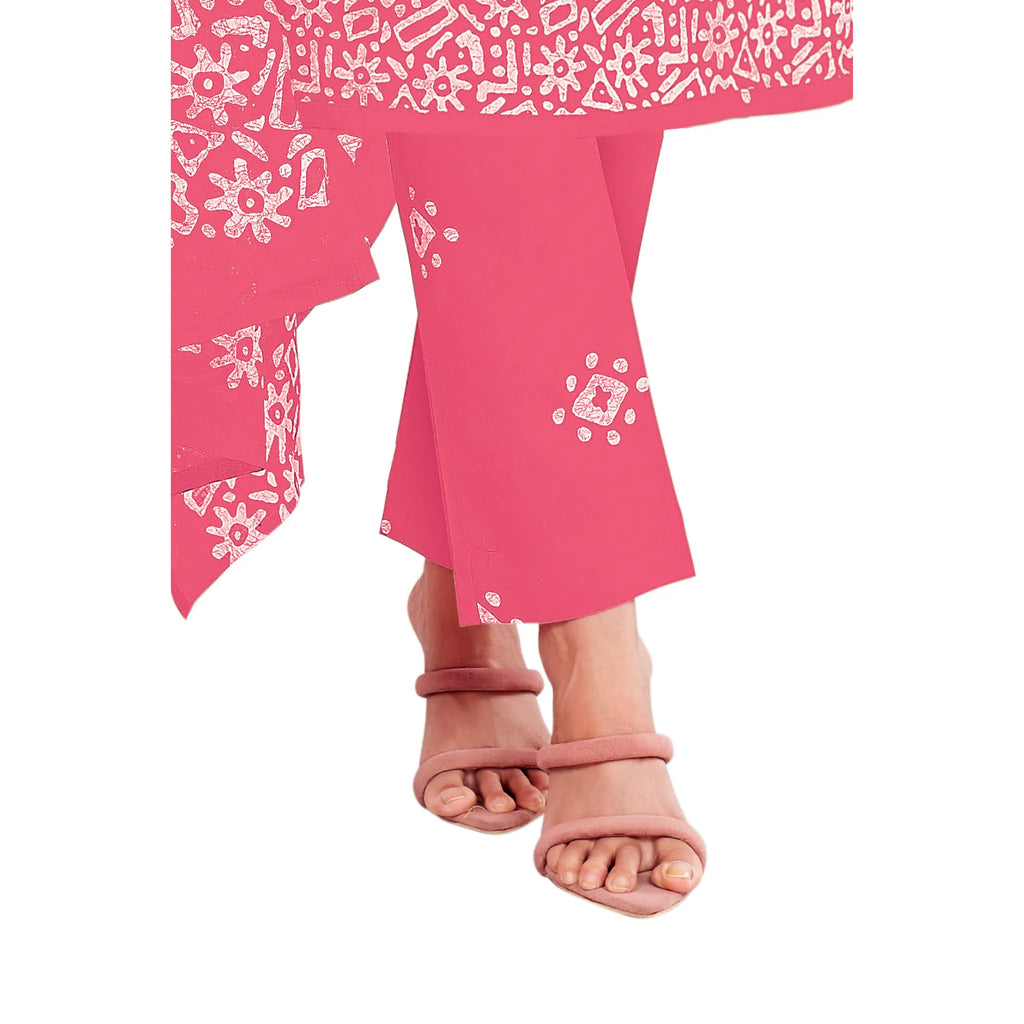 Trendy Batik Print Cotton Kurti Pant Set