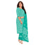 Women's Green Cotton Kurti with Straight Pant and Dupatta