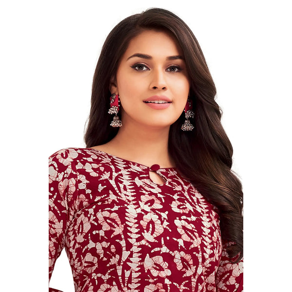 Wine Red Batik Print Kurti Set