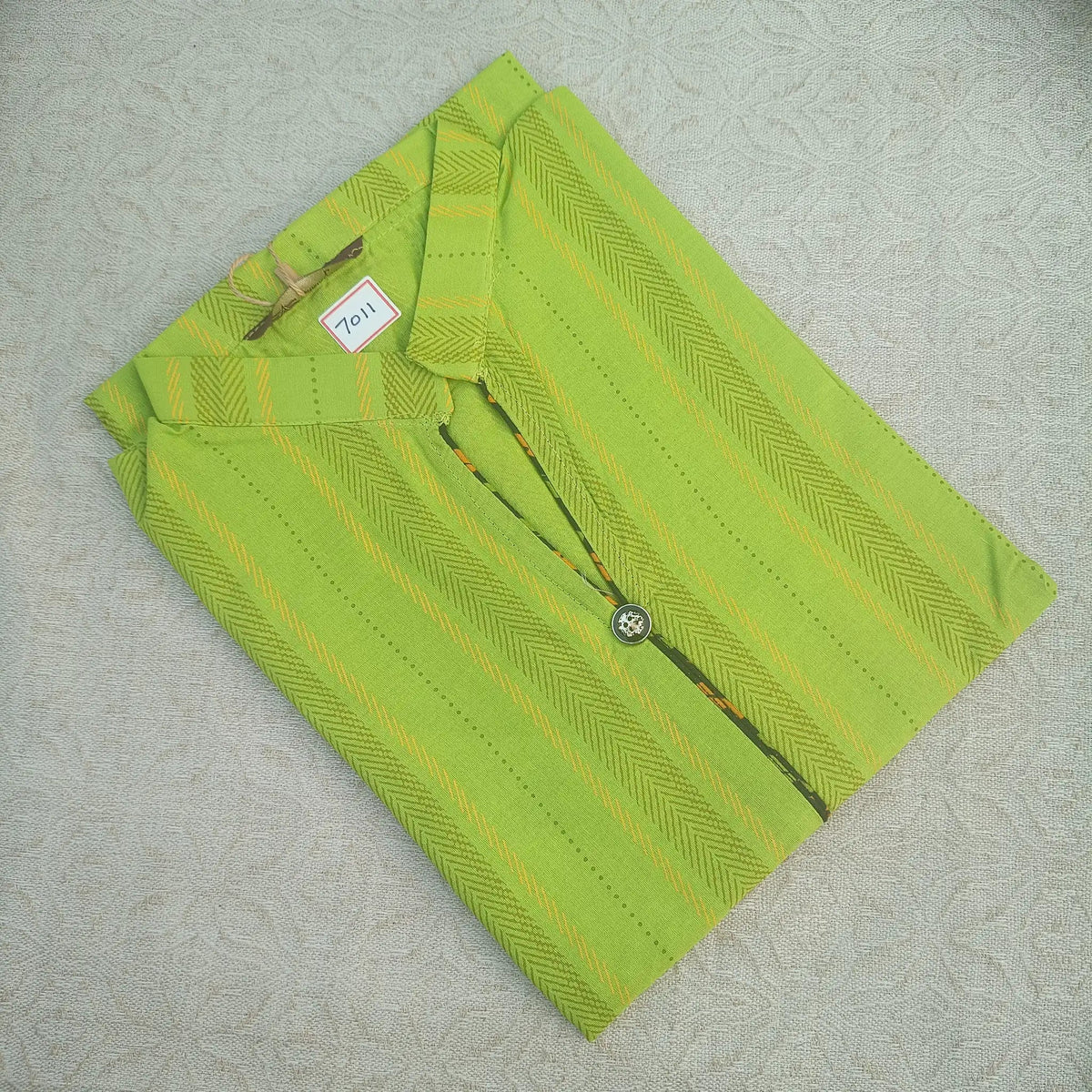 Avacoda Green Collar Neck Cotton Straight Cut Kurti