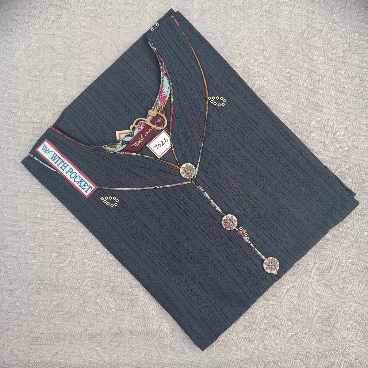 Elegantly Designed Bright Grey Straight Cut Kurti with Convenient Side Pocket Main image