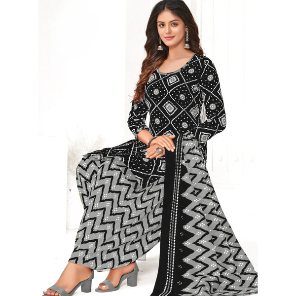 Black A Line Cotton Kurti with Grey Patiala Pant and Dupatta
