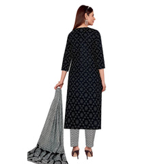 Black Bandhani Print Cotton Kurta Pant Dupatta Set