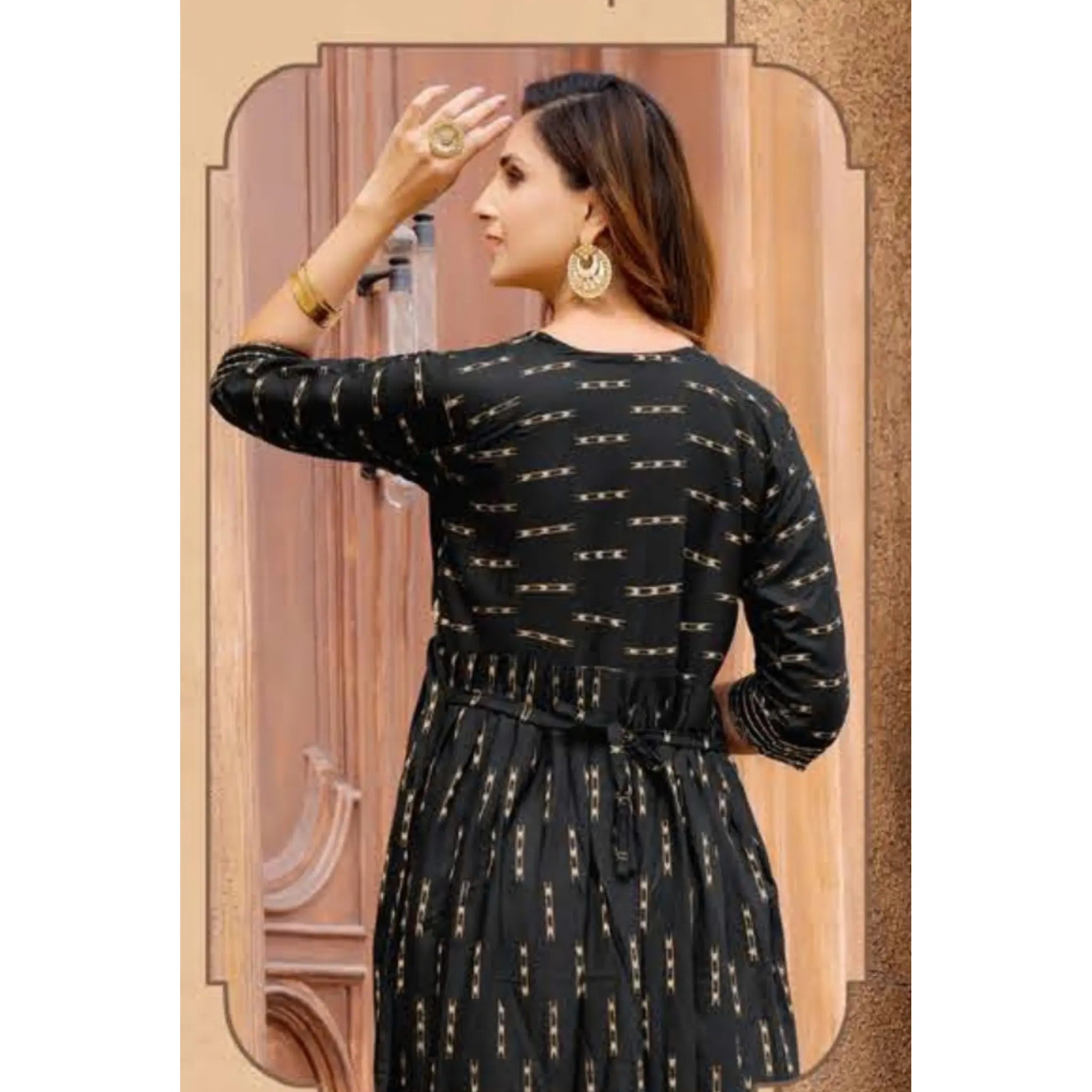 Black Fancy Rayon Kurti with Sequence Work