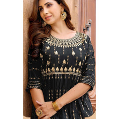 Black Fancy Rayon Kurti with Sequence Work