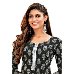 Black Sweetheart Neck Long Kurti