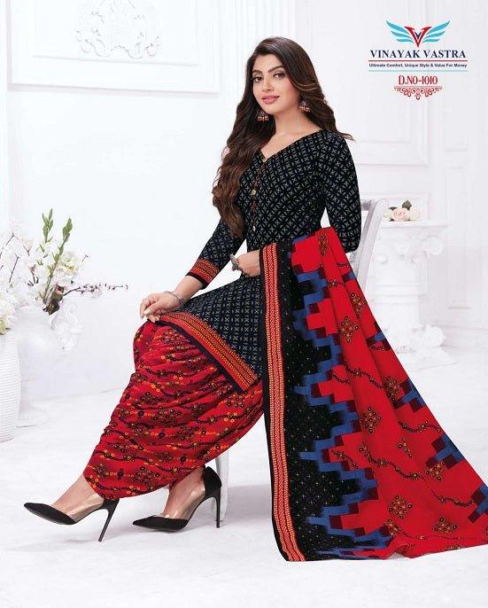 Black V Neck Rayon Top with Scarlet Red Patiyala Pant and Dupatta - Bavis Clothing Main image
