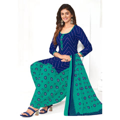 Blue A Line Cotton Kurti with Persian Green Patiala Pant and Dupatta