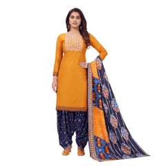 Carrot Orange Embroidered Worked Regular Fit Straight Kurta with Patiala Pant and Dupatta