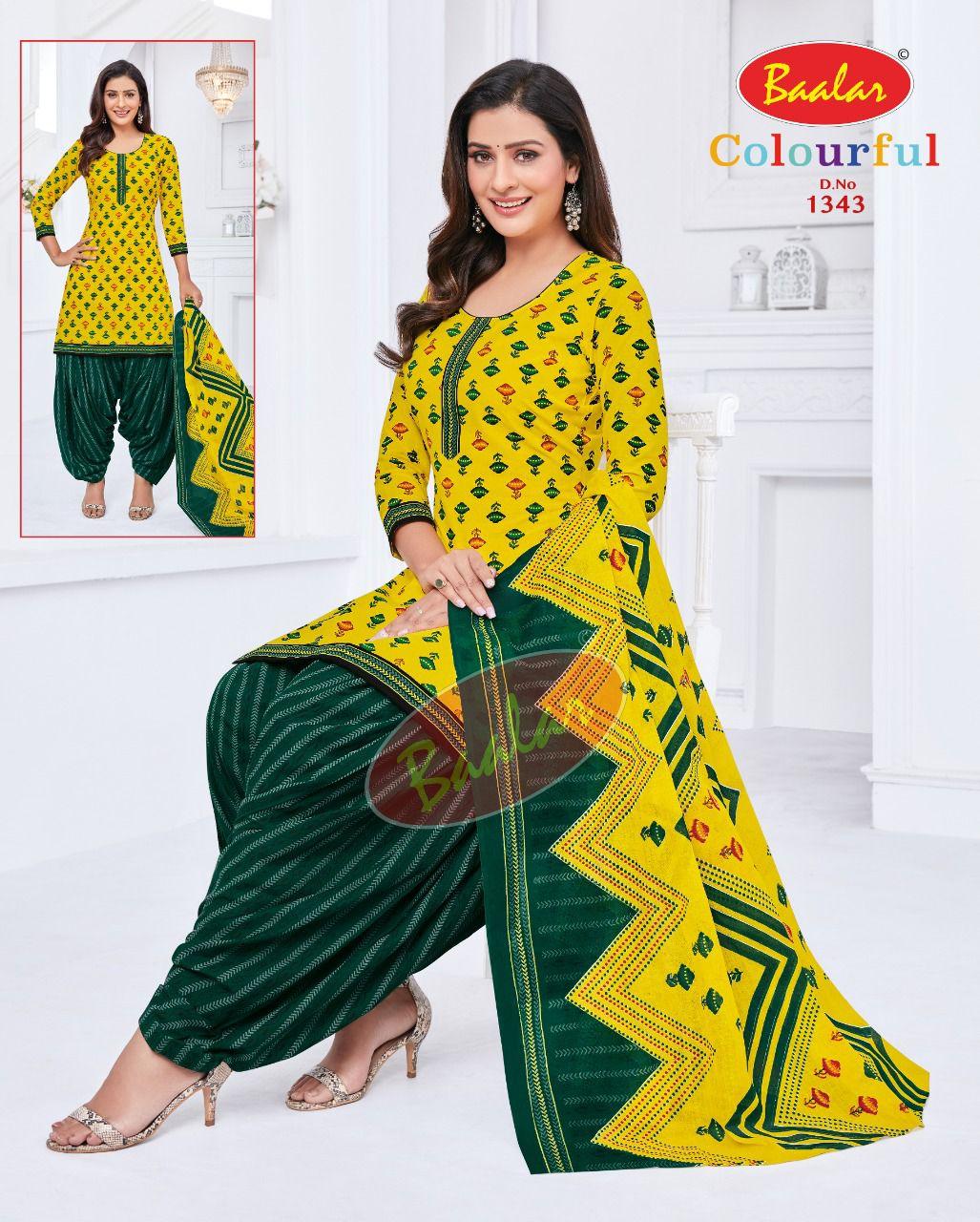 Corn Yellow Top with Bottle Green Bottom and Dupatta. Safe to Skin Cotton Patiala Dress Material Sets. - Bavis Clothing