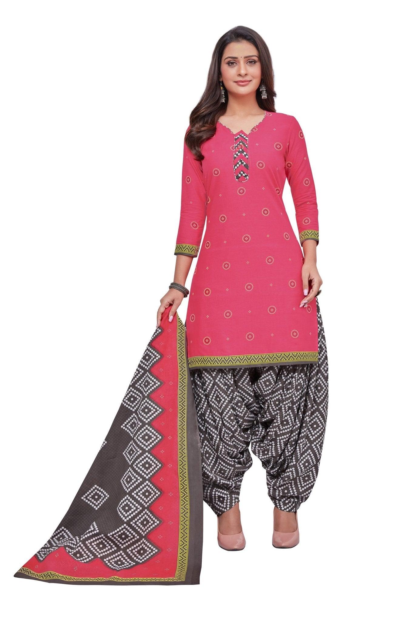 Cranberry Pink Top with Dark Grey Bottom and Dupatta. Premium Cotton Patiyala Dress. - Bavis Clothing