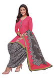 Cranberry Pink Top with Dark Grey Bottom and Dupatta. Premium Cotton Patiyala Dress. - Bavis Clothing