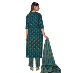 Dark Blue Block Print Kurta Pant Dupatta Set