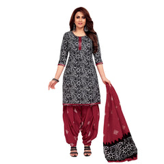 Dark Blue U Neck Kurta with Maroon Patiyala Pant and Dupatta