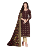 Dark Brown U Neck Kurta with Peach Straight Pant and Dupatta