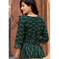 Dark Green Fancy Rayon Kurti with Sequence Work