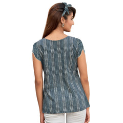 Dark Grey Keyhole Neck Short Tops for Women