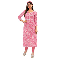 Dark Pink Bandhej Print Cotton Kurti