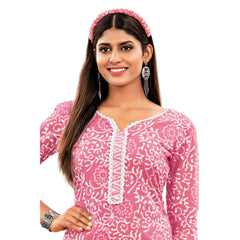 Dark Pink Bandhej Print Cotton Kurti