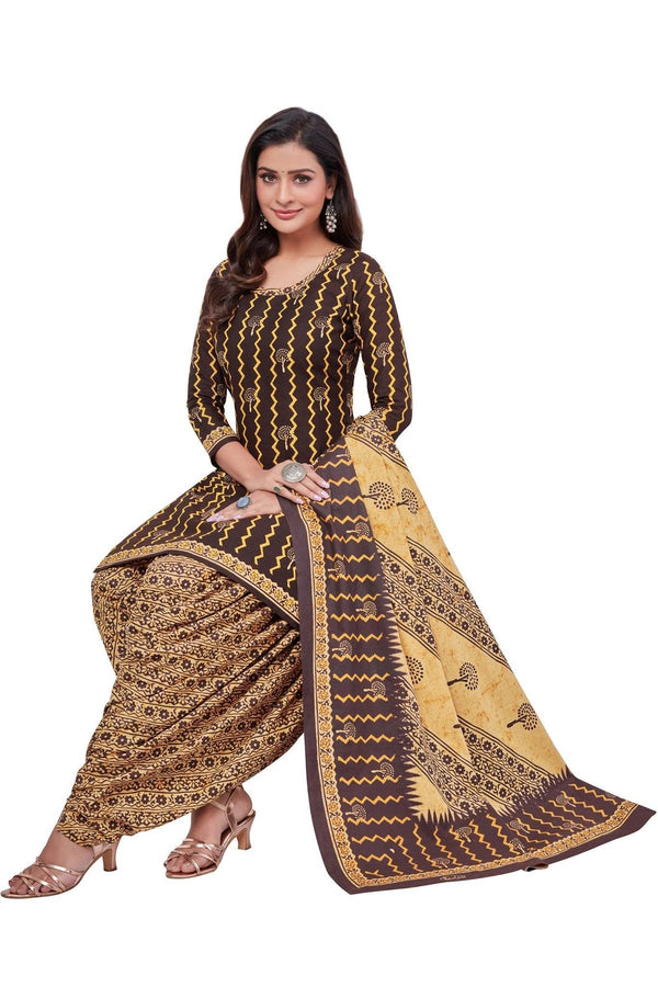 Ebony Clay Top with French Beige Bottom and Dupatta. Safe to Skin Cotton Dress. - Bavis Clothing