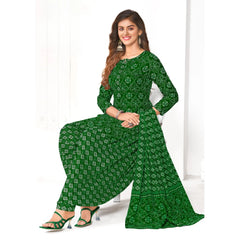 Evergreen A Line Cotton Kurti and Green Patiala Pant with Dupatta