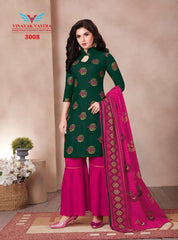 Evergreen Collor Neck Keyhole Rayon Top with Dark Hot Pint Sharara Pant and Dupatta - Bavis Clothing