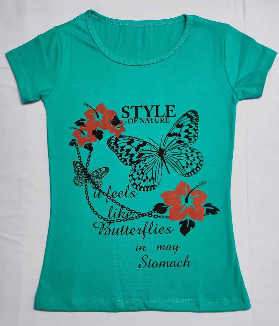 Girls Coral Pink & Sea Green T Shirt - Bavis Clothing Main image